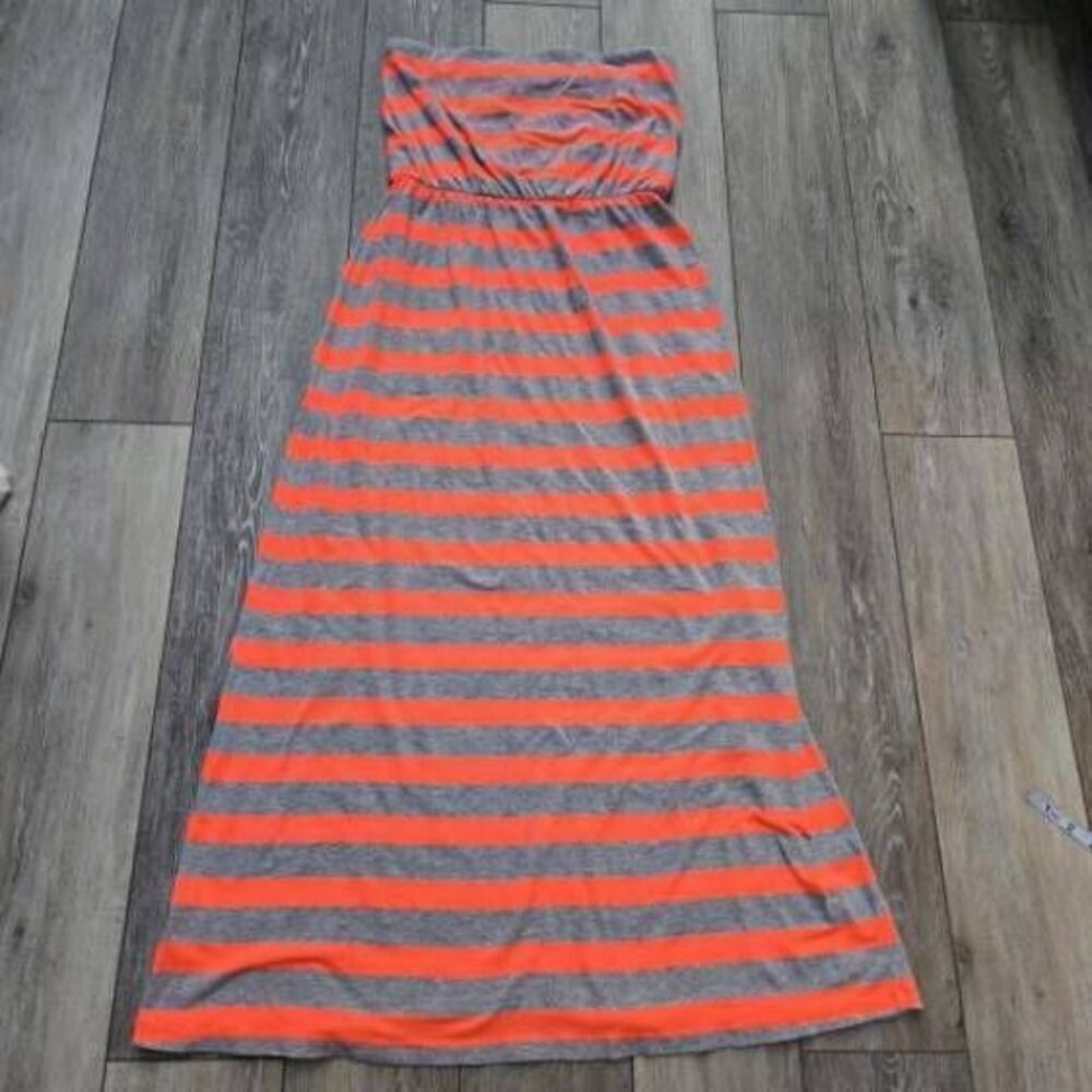 Susana Monaco maxi tube dress striped neon pink and gray size small
